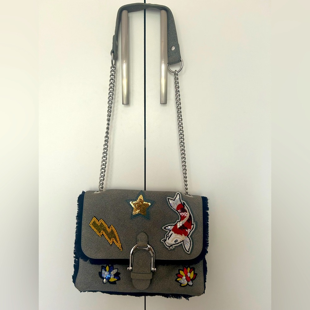 Sam Edelman Gray Chain Strap Bag with beautiful special edition Patches